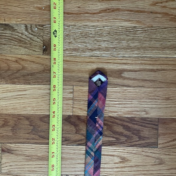 Brooks Brothers Tie 100% Cotton USA Pink Green Orange Plaid 3.75"W x 57.5"L - Picture 5 of 5